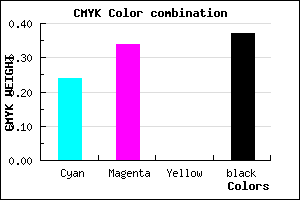 #7A6BA1 color CMYK mixer